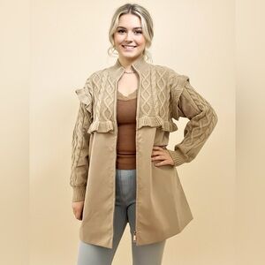 Elegant Beige Cable Knit Cardigan